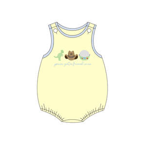 Ensemble 2 pièces décontracté personnalisé pour enfants : short imprimé dessin animé princesse/cowboy et barboteuse bulle pour bébé, tenues assorties pour frères et sœurs - Product Image 4