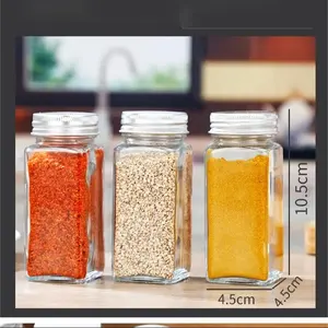 120ml quadrado Spice jar com bambu tampa set Spice jar com rótulo 4oz Spice jar