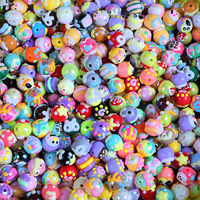 Nouvelles perles rondes peintes à la main, vente en gros, perles acryliques kawaii peintes à la main pour la fabrication de chaînes de téléphone portable