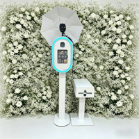 iPad Photo Booth dengan Stand Printer, Mudah Dirakit, Lampu LED Oval + Lampu Flash Menarik dan Payung Lampu Lembut