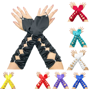 Nouvelle mode, gants de cyclisme fins et sexy sans doigts, avec nœud en satin, manches longues, dentelle ajourée en maille, pour usage nuptial - Product Image 1