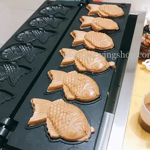 Máquina de waffle de peixe de taiyaki, máquina elétrica digital antiaderente de uso comercial do oem, 110v 220v