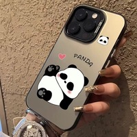 Coque de téléphone antichoc en PC style Ins avec support Love Panda Cute Niche pour iPhone 17 Pro Max 16 15