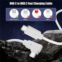 Kabel USB-C ke USB-C Sudut Kanan 90 Derajat 100W Kecepatan Tinggi dengan Pelindung Jalinan Nilon untuk Pengisian Daya Cepat Ponsel