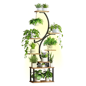 8-stufiger Metall-Pflanzenständer für den Innenbereich, klassisches Design mit Beleuchtung, für Topfpflanzen, mehrstufige Innenbeleuchtung - Product Image 1