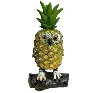 Custom Resin Funny Owl Pineapple Statue Garden Decoration