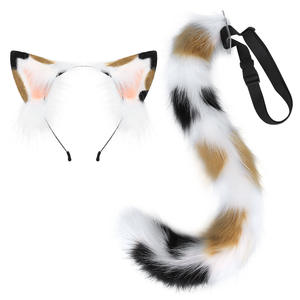 Diademas de Pelo de Piel Sintética Hechas a Mano con Orejas de Gato, Zorro <span class=keywords><strong>y</strong></span> <span class=keywords><strong>Lobo</strong></span>, <span class=keywords><strong>y</strong></span> Cola, Accesorios de Pelo de Peluche al por Mayor - Product Image 3