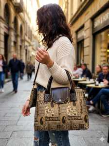 Sac fourre-tout antivol tissé brodé multicolore tendance pour femme, grande capacité, avec pochette zippée – Offre exceptionnelle - Product Image 3