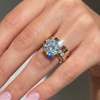 Ensemble de bagues de luxe en argent 925 avec zircone cubique 8A taille coussin 4 carats et moissanite pour femme, idéal pour mariage, alliance en moissanite