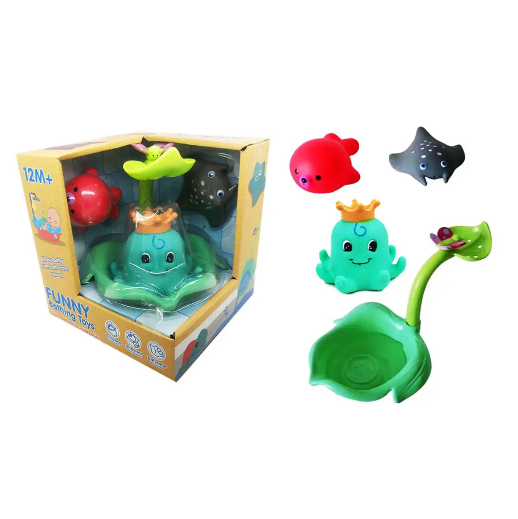 문어 목욕 실리콘 동물 목욕 액세서리 장난감 아기 물 게임 세트