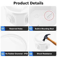 Caja electrónica de plástico ABS para exteriores Caja de empalme redonda impermeable para nivel de protección eléctrico IP55