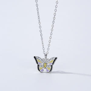 S925 Sterling Silver Free Spiritual Colored Butterfly Zirconia Pendant <b>Necklace</b> A Gift for Women - Product Image 6