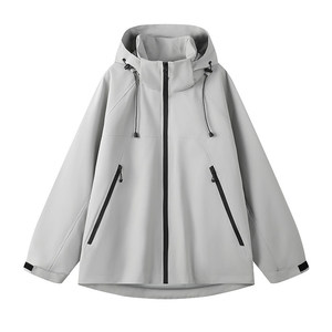 Unisex Solid Color Hooded Windbreaker Jacket With Inner Liner Winter Workwear - Product Image 3