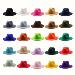 Sombreros Fedora Elegantes de Dos Tonos, Personalizados, de Poliéster/Algodón, Lisos, 53 Colores, Ala Ancha de 7.5cm, Unisex, para Pesca, Fiestas, Venta al Por Mayor - Product Image 1