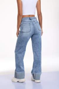 2026 Grinding Cuff hem <b>Women</b> Washed Straight Denim <b>Jeans</b> with Whiskers Fashion Trousers <b>for</b> <b>women</b> - Product Image 3