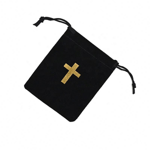 Pochette en velours personnalisée avec logo, pour chapelet catholique romain, étui à chapelet rose pour cadeaux de baptême et d'église - Product Image 2