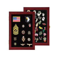 Boîte d'affichage de collection de broches cadre d'affichage de médaille militaire boîte d'ombre en bois avec plaque engavée étui commémoratif