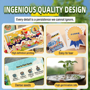 Cartes en <span class=keywords><strong>papier</strong></span> semable personnalisables et imprimables qui se transforment en plantes pour les cadeaux d'anniversaire, les faveurs de fête et les cadeaux de remerciement pour les invités - Product Image 5