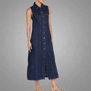 Bellissimo abito in Denim lavabile Hotsale senza maniche abbottonatura abiti da Club <span class=keywords><strong>di</strong></span> alta <span class=keywords><strong>qualità</strong></span> cotone jeans <span class=keywords><strong>abbigliamento</strong></span> <span class=keywords><strong>Online</strong></span> - Product Image 3