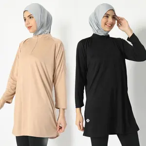 Drijfkracht Groothandel Blok Kleur Toevallige Arabische Islamitische Vrouwen Outfit Moslim Trui Sport Wear Top