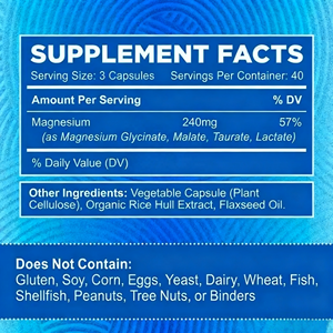 Complejo Triple <span class=keywords><strong>de</strong></span> <span class=keywords><strong>Magnesio</strong></span> 300mg, Cápsulas <span class=keywords><strong>de</strong></span> Glicinato, Malato y <span class=keywords><strong>Citrato</strong></span>, Proporciona Energía, 60 Cápsulas/Botella para Adultos, 2 Cápsulas por Dosis - Product Image 5