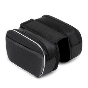 Bolsa para cuadro de bicicleta, bolsa para tubo superior, bolsa para sillín, 5L, bolsa de almacenamiento portátil para equipo de ciclismo, negra con forro interior - Product Image 1