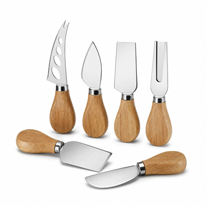 Ensemble de 6 pièces en bois pour servir le fromage : plateau de service, boîte et couteaux à découper – Vente en gros d'ustensiles de cuisine - Product Image 1