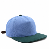 Casquette Snapback en velours côtelé à six panneaux avec logo personnalisé, unisexe, sangle réglable en cuir, bicolore, visière plate, chapeaux et casquettes chaudes d'hiver