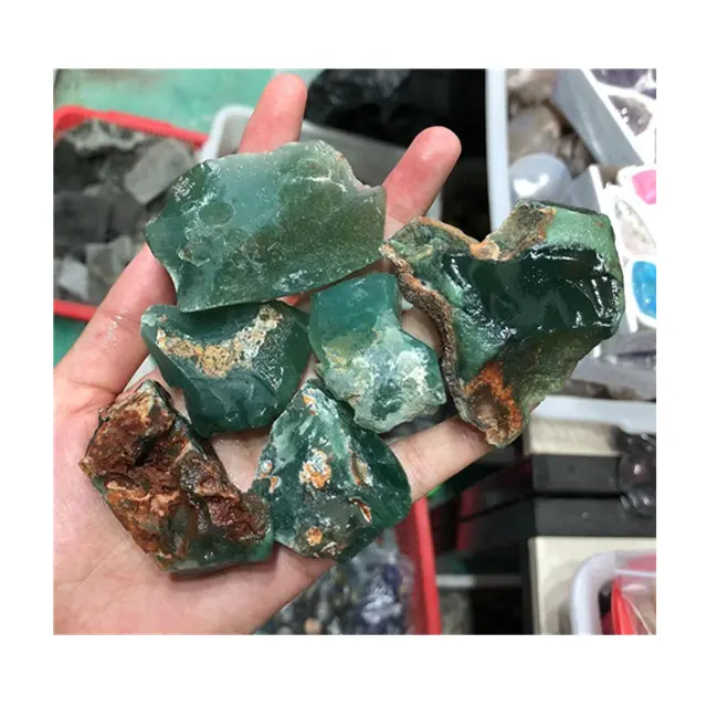Natuurlijke Quartz Rough Kristalle Kristallen Healing Stenen Groene Ruwe Chrysopraas Ruwe Voor Gemston Koper