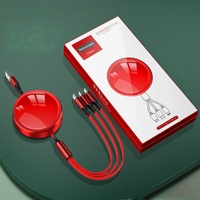 Câble d'alimentation rétractable personnalisé 3 en 1 pour téléphone portable, câble de données USB, chargeur rapide, ensemble de câbles de données avec logo, cadeau d'affaires de luxe