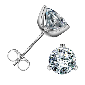 Pendientes de Flor de Plata de Ley 925 Chapados en Oro con Incrustaciones de Circonitas Brillantes de 2CT, 1CT y 3CT, Certificado GRA, Unisex - Product Image 1