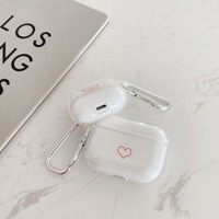 Étuis d'écouteurs en TPU souple pour Airpods Pro 2ème housse de protection transparente en cœur doux pour Apple Airpods 1 2 3 étui avec porte-clés