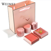 Boîte à bijoux de mariage haut de gamme créative WEIMEI, boîte à anneaux ronde en velours coréen, boîte à bijoux hexagonale en velours avec sac