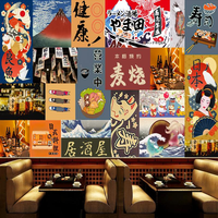 Papier peint japonais rétro personnalisé peint à la main, paysage du mont Fuji, restaurant de sushi, décoration murale pour maison et restaurant, autocollant amovible