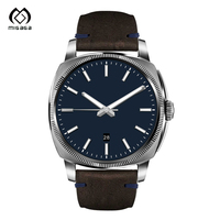 Montre-bracelet à quartz pour homme Migaga, mode minimaliste de luxe, avec boîtier en acier inoxydable, bracelet en cuir de 22 mm, résistante à l'eau