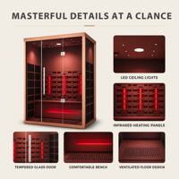 PLOUTARA Sauna hybride électrique intérieur moderne modulaire personnalisé, système à faible EMF, bois de pruche, chauffage infrarouge, pour salle de sport et spa