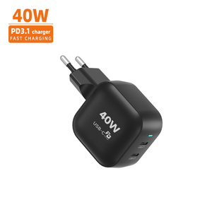 Commercio all'ingrosso 40W PPS Quick Gan USB Type c 2 porte tipo-c Eu Us Au Uk India Plug caricabatterie Super veloce da parete per iphone 15 - Product Image 5