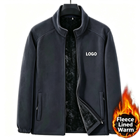 Veste d'extérieur décontractée pour homme, entièrement zippée, à col montant, doublée polaire, chaude pour l'hiver, avec logo personnalisé