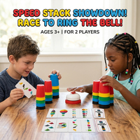 Quick Cups Games, jeu de table interactif éducatif en plastique pour enfants avec 24 cartes illustrées et 30 gobelets