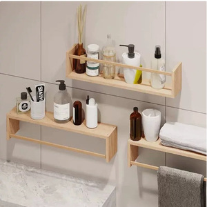 Wall-mounted Wooden <b>Storage</b> <b>Rack</b> Rectangle Minimalist Design Bathroom Toiletries Organizer Durable Custom Size - Product Image 1