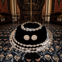 Parure de bijoux indienne en acier inoxydable, ensemble de bijoux pour femmes, collier, boucles d'oreilles, accessoires, ensemble de bijoux de mode