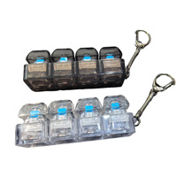 Eco Friendly Plastic 4 Key Fidget Toy Keychain RGB Lighting Candy Color Mechanical Keyboard Stress Relief for Classroom Students