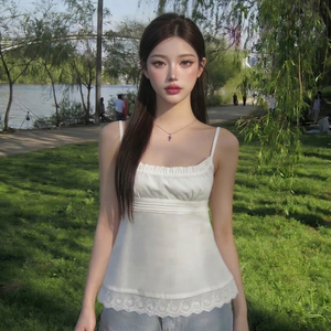 Nouveau débardeur en dentelle française blanc pour femme, tissé, écologique, respirant, ample et confortable, idéal pour les vacances à la plage - Grande vente - Product Image 6