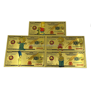 RTS envío gratis Los Simpson Tarjeta de dibujos animados de anime <span class=keywords><strong>100</strong></span> dólares 24K billete Chapado en lámina de oro con diseño personalizado - Product Image 1