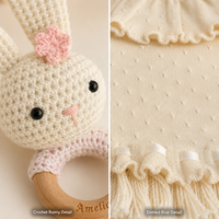 KAIYUE Coffret Cadeau Bébé Lapin au Crochet, Barboteuse Tricotée à Pois, Couverture en Mousseline, Cadeau de Naissance, Vente en Gros OEM ODM