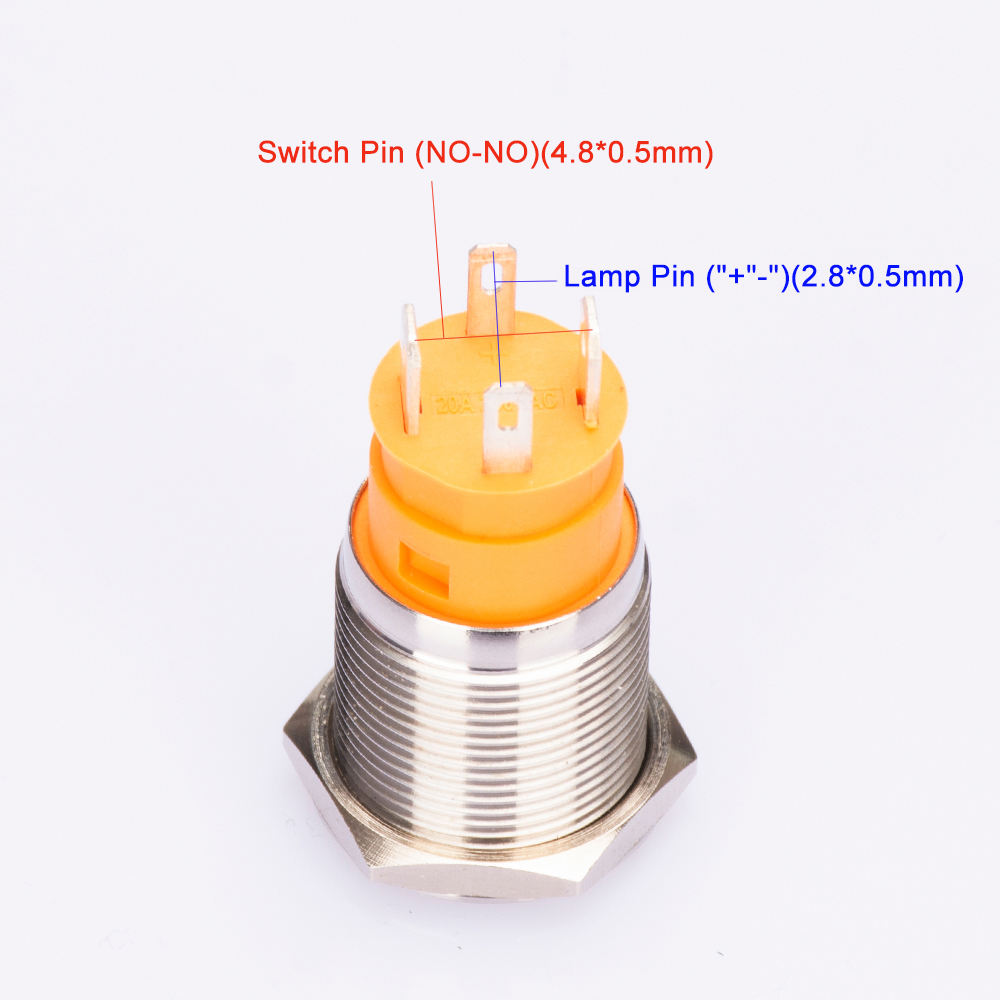 IP67 20amp Heavy Load Lamp Illuminated High 22mm 19mm Metal Marine Push Switch Button