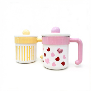 Cute Heart Pattern Stainless Steel Mug With Lid For Milk Coffee Tea Breakfast Use - Product Image 5