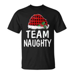 Pyjama de Noël à carreaux rouges Père Noël coquin, T-shirt familial, Produit promotionnel - Product Image 1