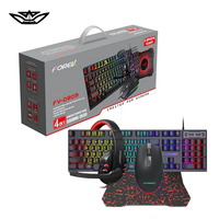 Combo clavier, souris et casque de jeu filaire professionnel LVKIDRON 4-en-1 avec rétroéclairage arc-en-ciel pour PC Gamer