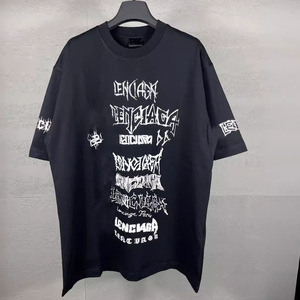 Paris <span class=keywords><strong>B</strong></span> Versione High 2024 Nuova Maglietta in Cotone <span class=keywords><strong>a</strong></span> Maniche Corte Stile Street con Stampa Grafica Limitata e Logo Classico Sanskrit Letter - Product Image 2